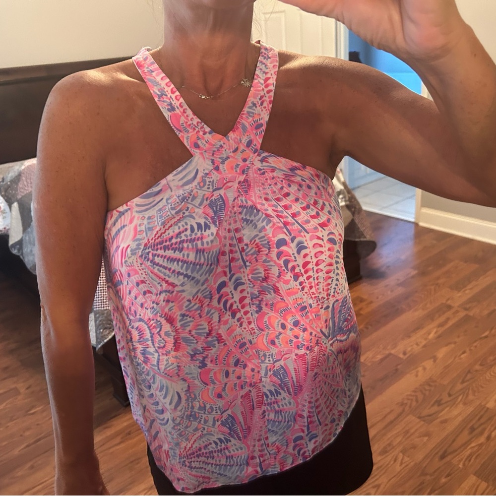 Lilly Pulitzer Razz Berry Sea You Soon Rori Halter Top medium